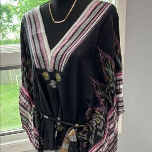 Elegant Black and Pink Swim Caftan Coverup